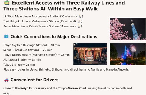 Ichikawa House | A whole-house rental in Central Ichikawa City with parking-Ideally located within walking distance of 3stations on 3 railway lines connecting to Tokyo Skytree-18min, Asakusa-20min, Disney-22min, & Narita and Haneda airport-Sakura Private Vacation House